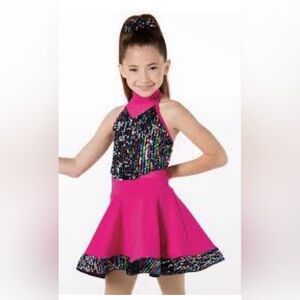 Weissman Hot Pink Girl's Sequin Dance recital / competition Dress size MC 10/12